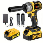 21V Cordless Impact Wrench Wireless Drill Kit, Brushless Electric Impact Gun Drill, Impact Wrench Drill, Equipped With 4000mAh Battery, Toolbox, Charger, Socket And Complete Accessories. Suitable For Men'S Gifts In Cars And Families