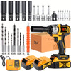 21V Cordless Impact Wrench Wireless Drill Kit, Brushless Electric Impact Gun Drill, Impact Wrench Drill, Equipped With 4000mAh Battery, Toolbox, Charger, Socket And Complete Accessories. Suitable For Men'S Gifts In Cars And Families