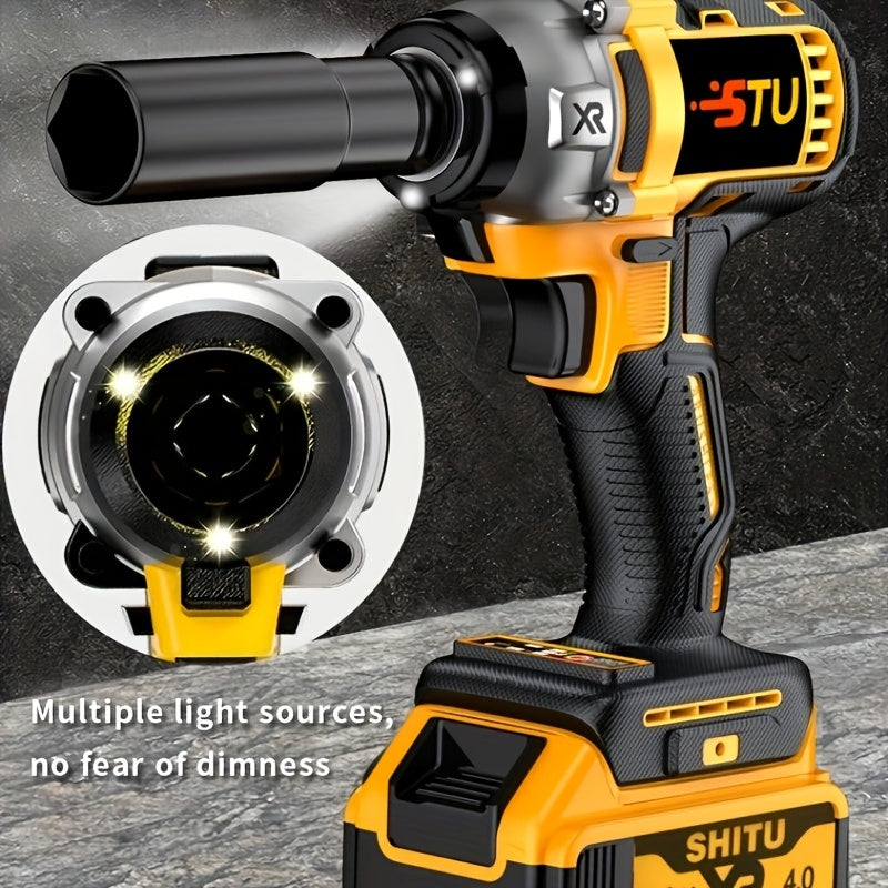 21V Cordless Impact Wrench Wireless Drill Kit, Brushless Electric Impact Gun Drill, Impact Wrench Drill, Equipped With 4000mAh Battery, Toolbox, Charger, Socket And Complete Accessories. Suitable For Men'S Gifts In Cars And Families