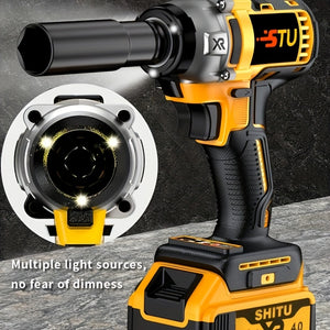 21V Cordless Impact Wrench Wireless Drill Kit, Brushless Electric Impact Gun Drill, Impact Wrench Drill, Equipped With 4000mAh Battery, Toolbox, Charger, Socket And Complete Accessories. Suitable For Men'S Gifts In Cars And Families