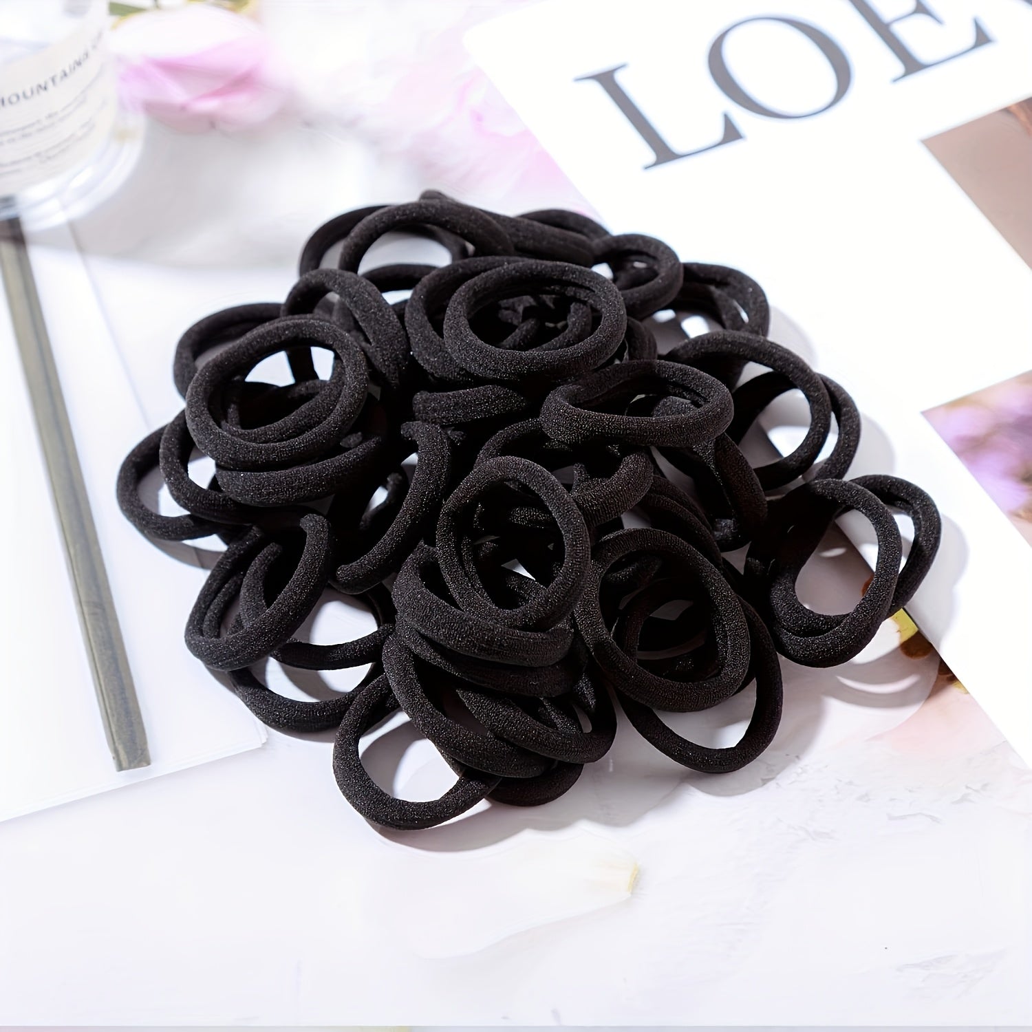 Women's Black Seamless Headband - Elastic Ponytail Fixer, No Damage, Ideal for Thick Hair