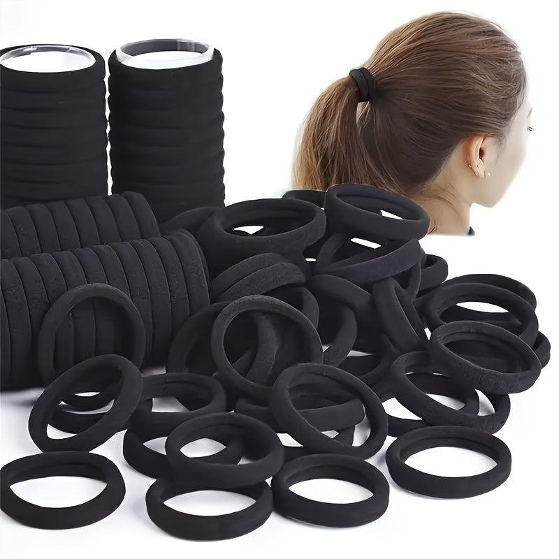 Women's Black Seamless Headband - Elastic Ponytail Fixer, No Damage, Ideal for Thick Hair
